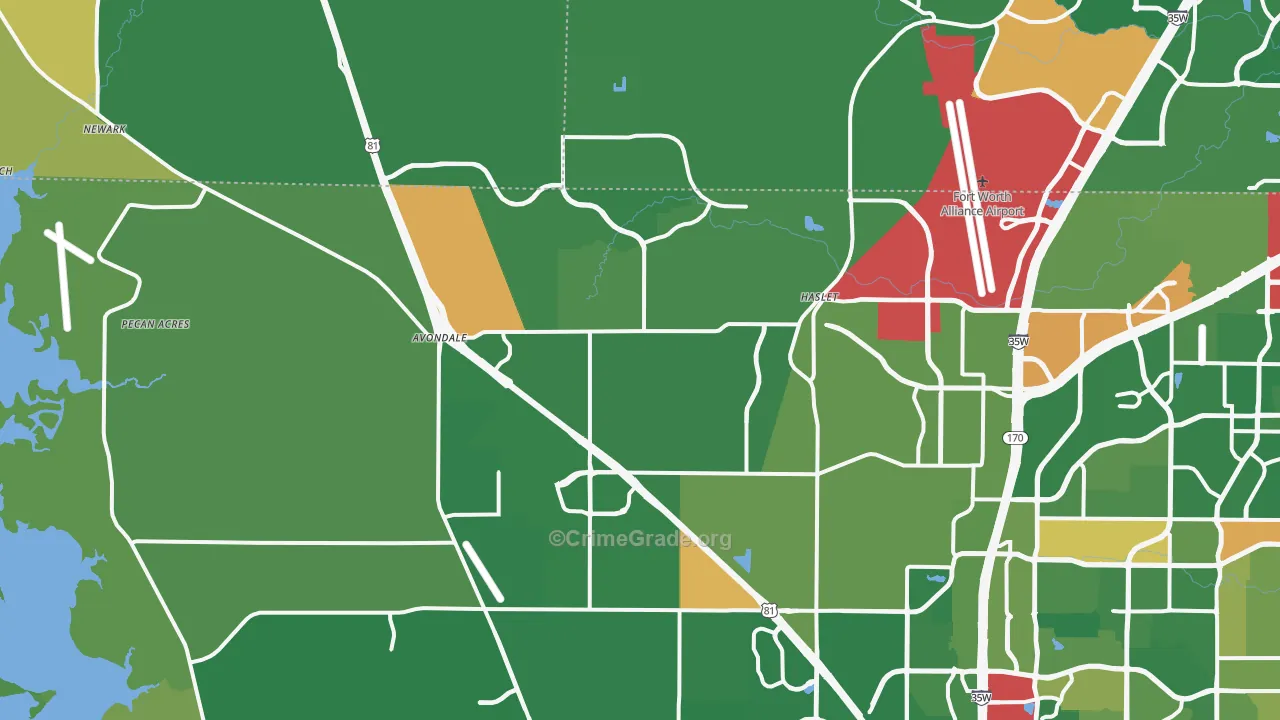 Haslet, TX Map of Vandalism Rates