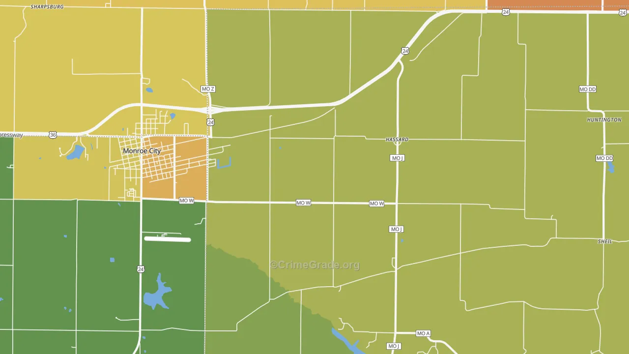 Hassard, MO Map of Vandalism Rates
