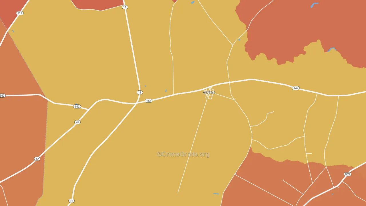 Hassell, NC Map of Vandalism Rates