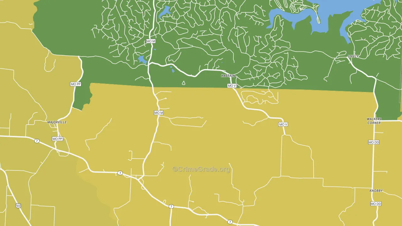 Hastain, MO Map of Vandalism Rates