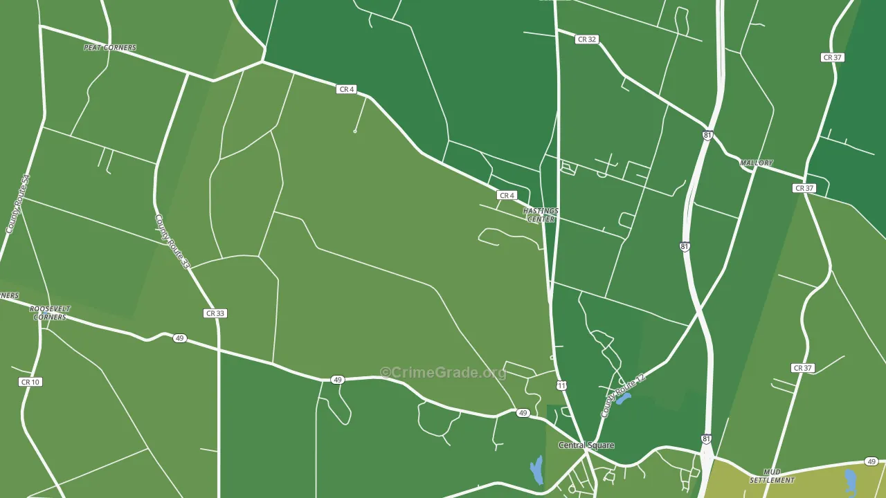 Hastings Center, NY Map of Vandalism Rates