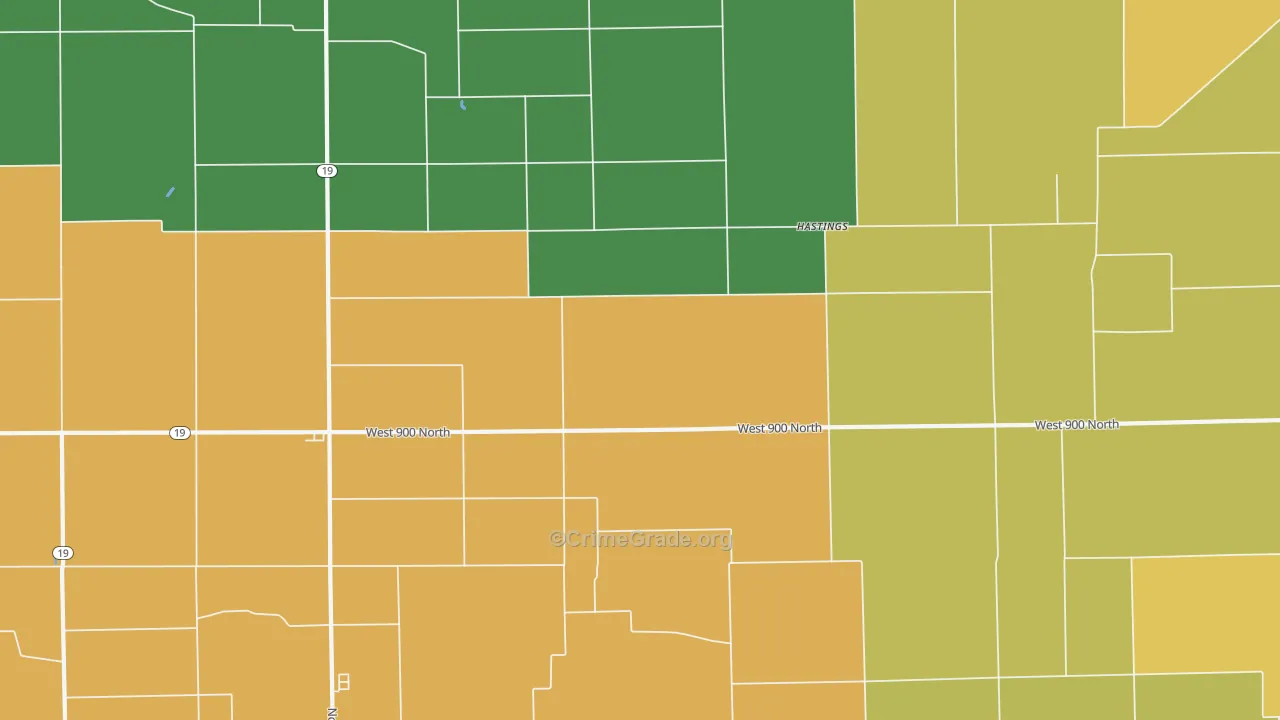 Hastings, IN Map of Vandalism Rates