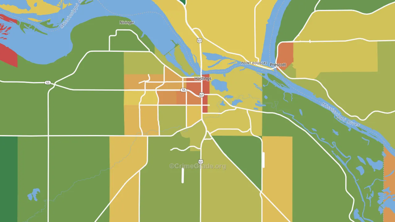 Hastings, MN Map of Vandalism Rates