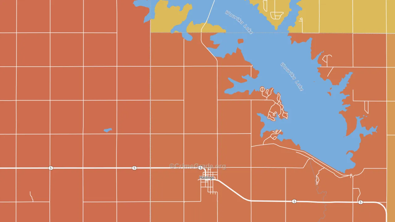Hastings, OK Map of Vandalism Rates