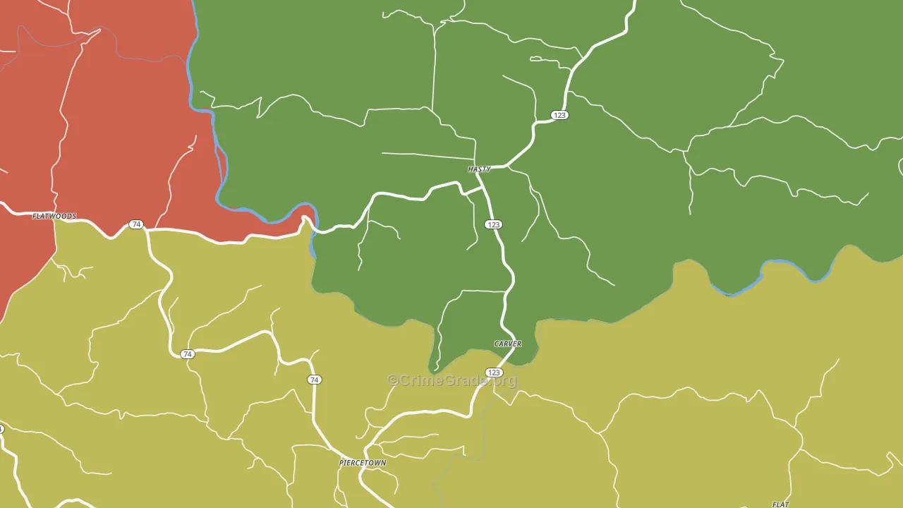 Hasty, AR Map of Vandalism Rates