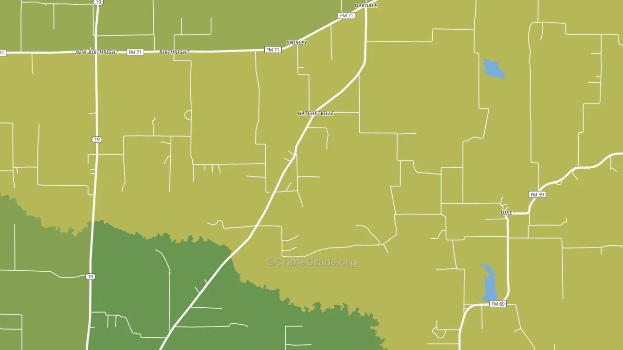 Hatchetville, TX Map of Vandalism Rates