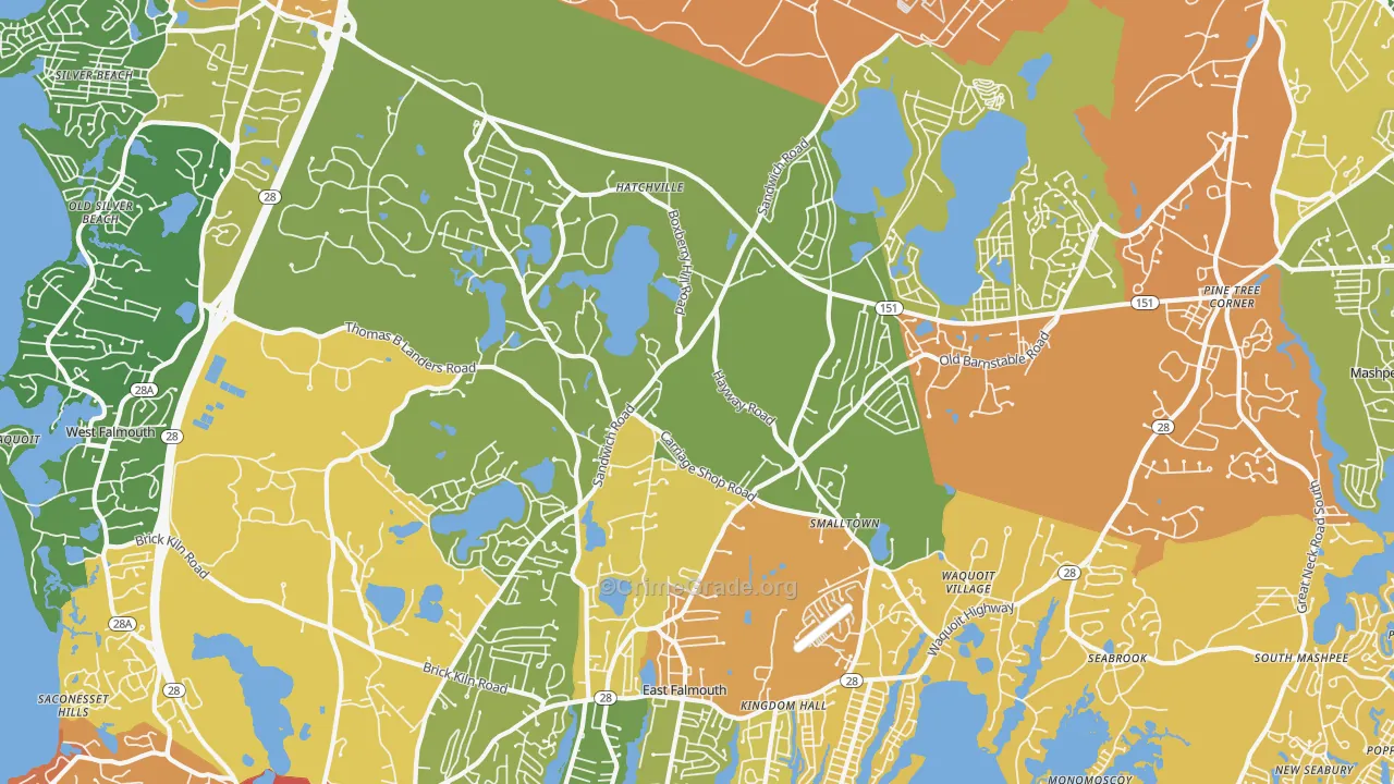 Hatchville, East Falmouth, MA Map of Vandalism Rates