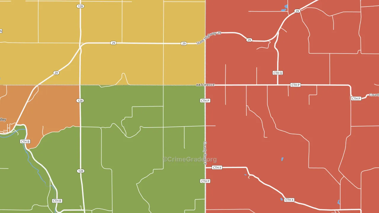 Hatchville, WI Map of Vandalism Rates