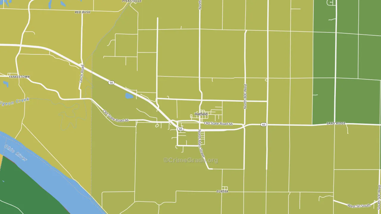 Hatfield, IN Map of Vandalism Rates