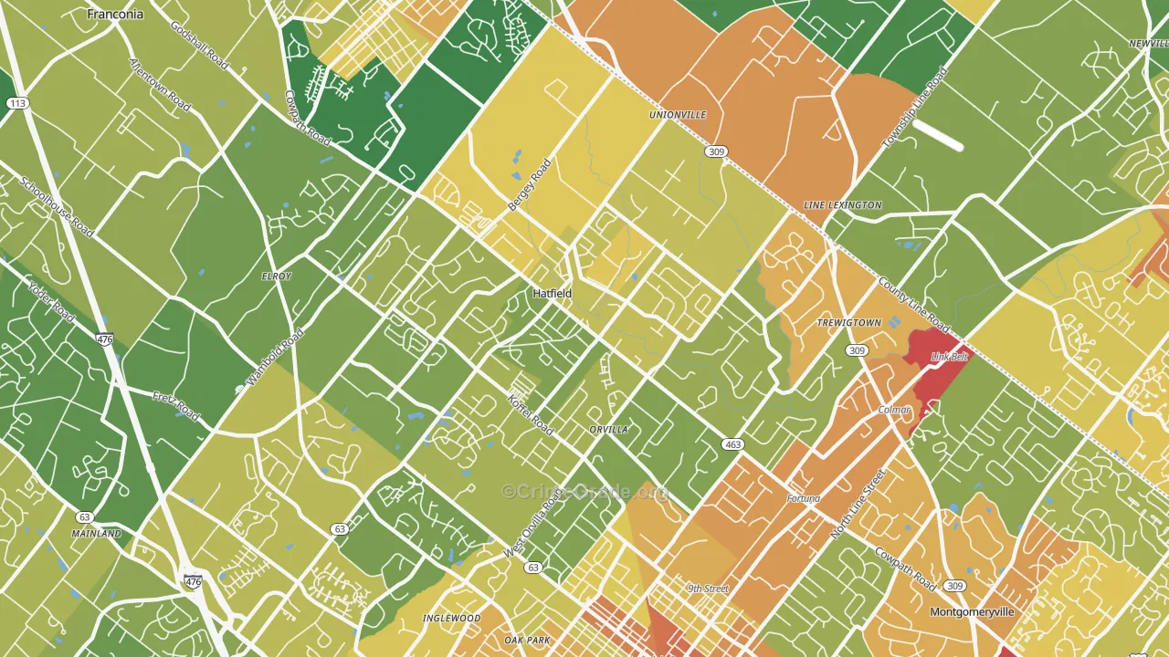 Hatfield, PA Map of Vandalism Rates