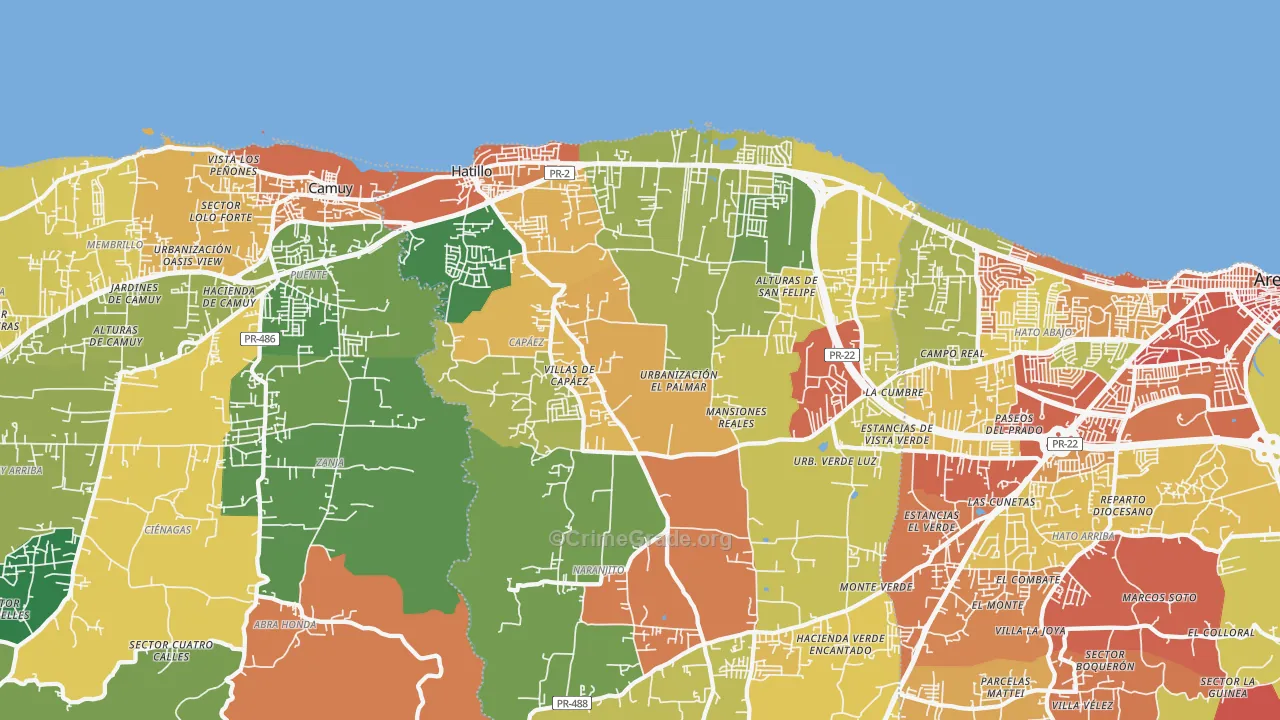 Hatillo, PR Map of Vandalism Rates