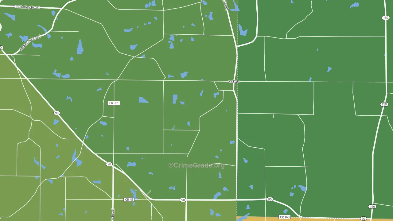 Hatley, GA Map of Vandalism Rates