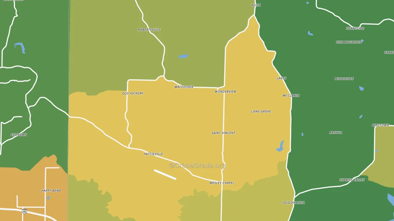 Hattieville, AR Map of Vandalism Rates