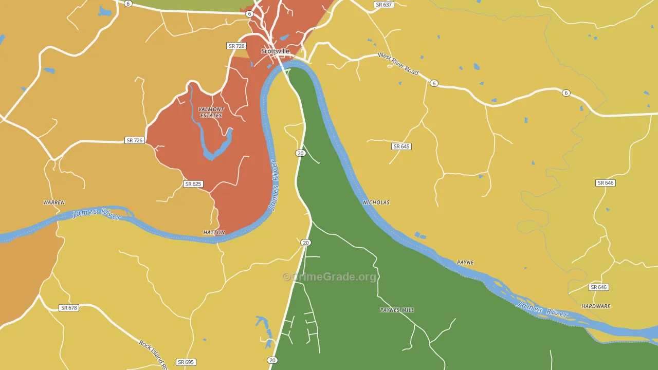 Hatton, VA Map of Vandalism Rates