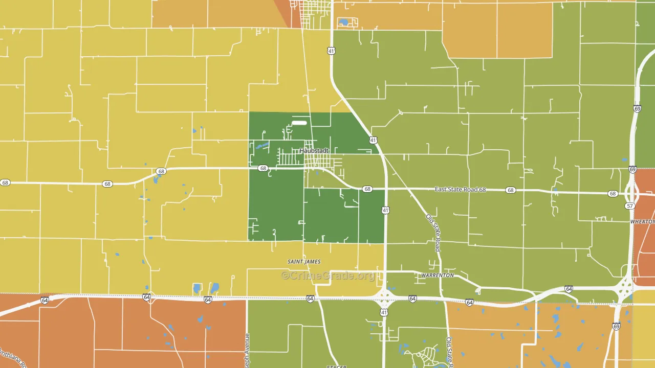 Haubstadt, IN Map of Vandalism Rates