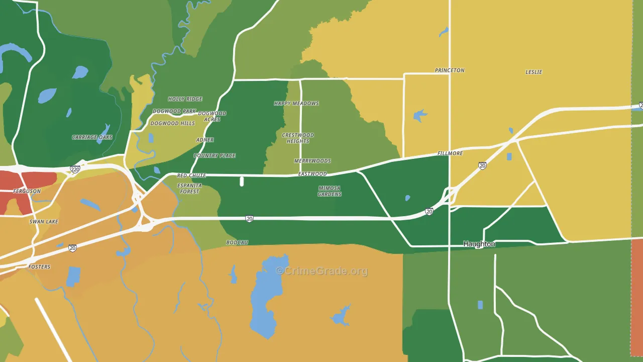 Haughton, LA Map of Vandalism Rates