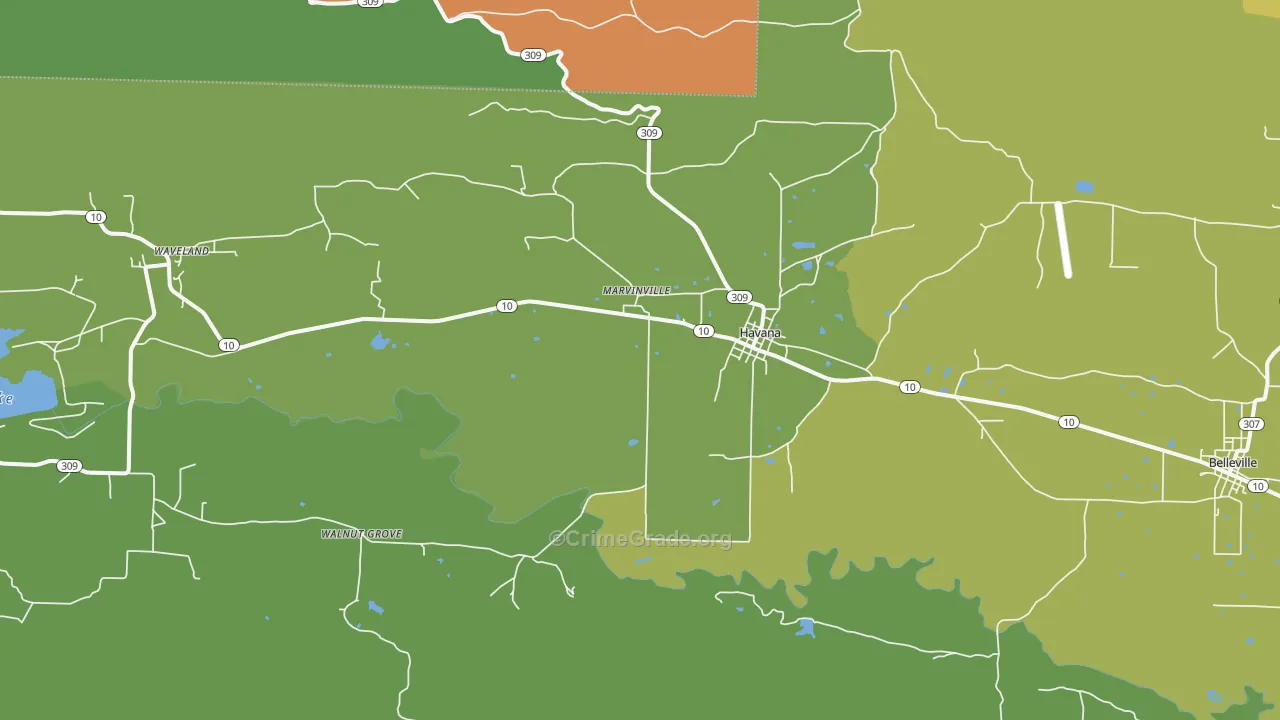 Havana, AR Map of Vandalism Rates