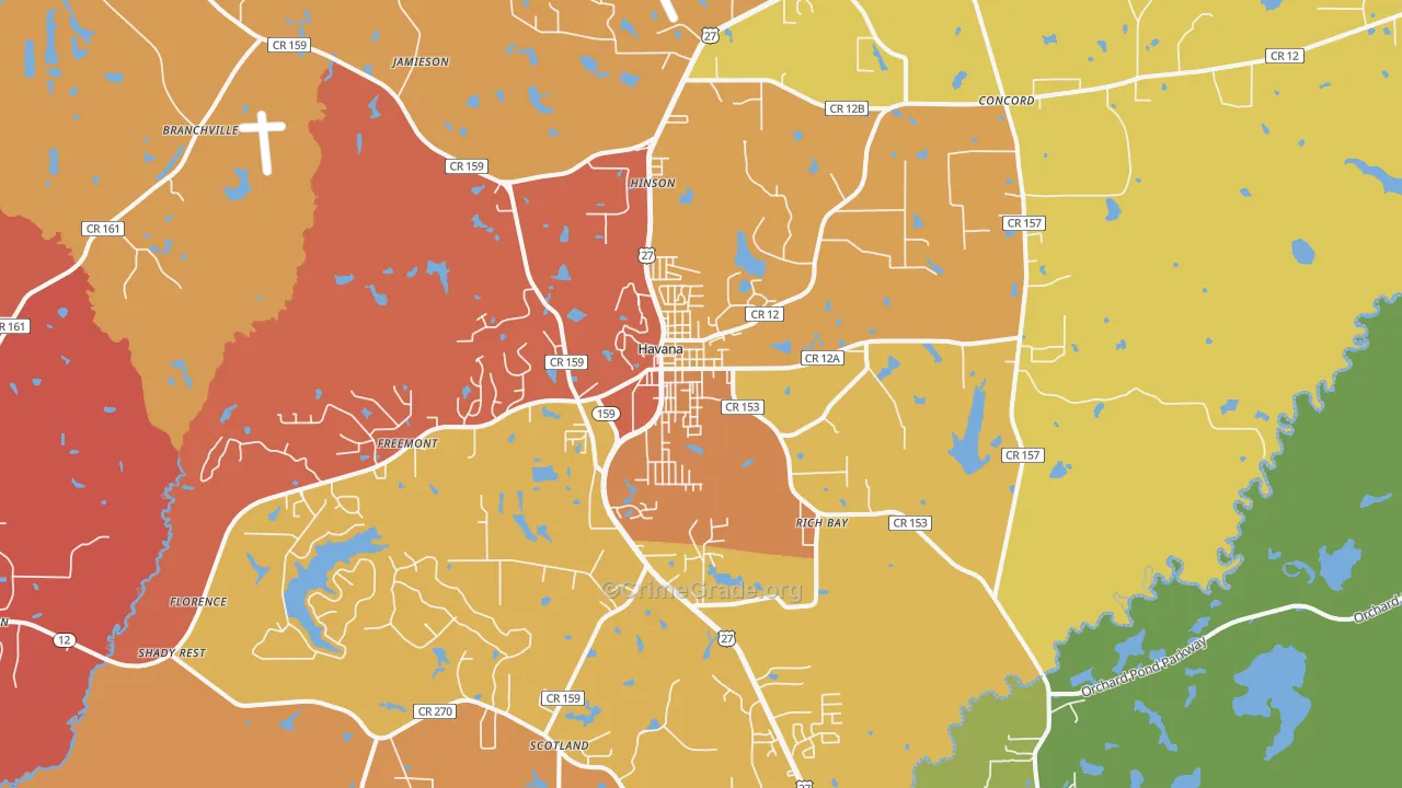 Havana, FL Map of Vandalism Rates