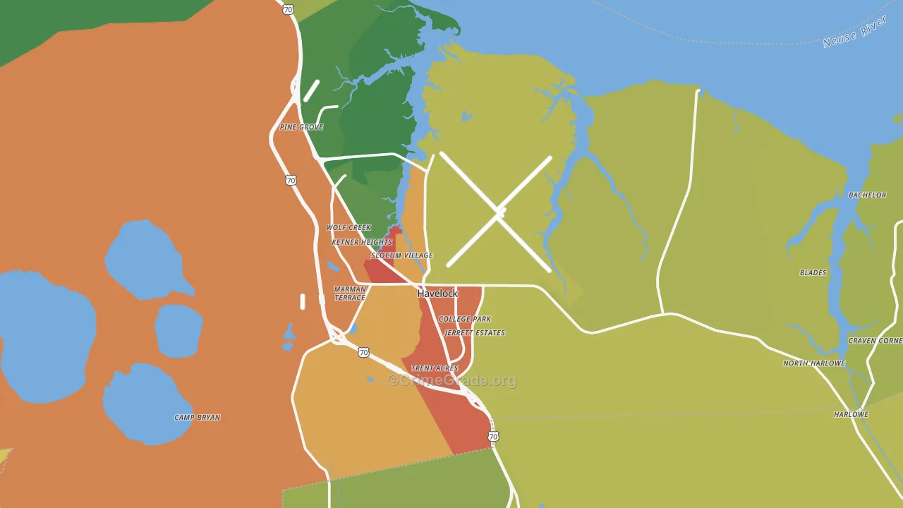 Havelock, NC Map of Vandalism Rates