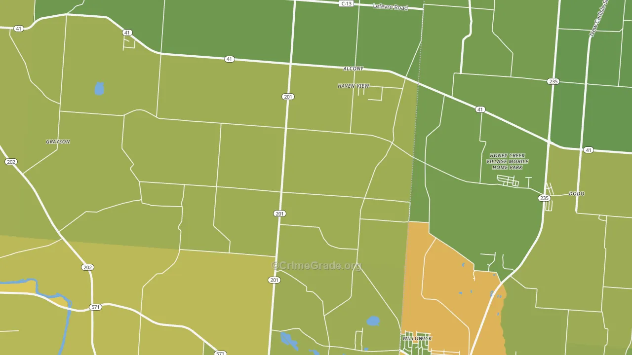 Haven View, OH Map of Vandalism Rates