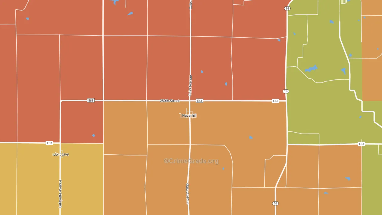 Haverhill, IA Map of Vandalism Rates