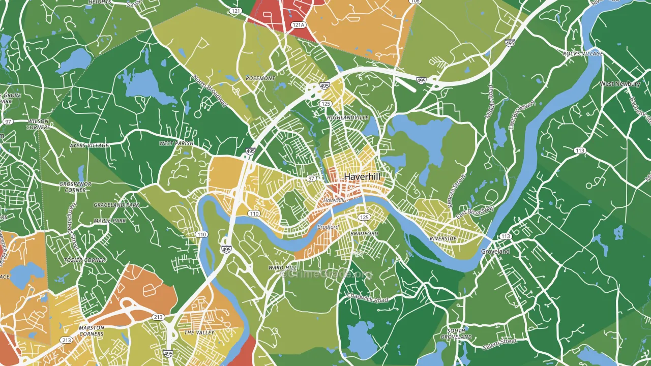 Haverhill, MA Map of Vandalism Rates
