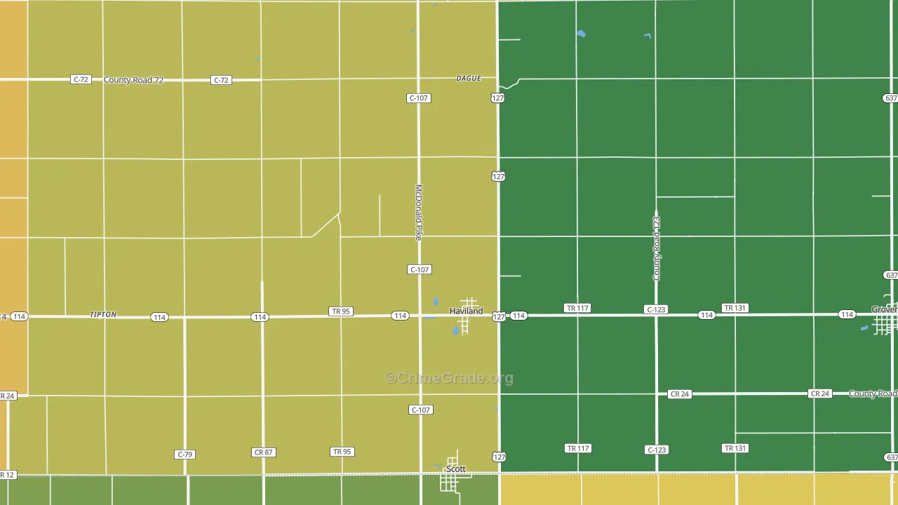 Haviland, OH Map of Vandalism Rates