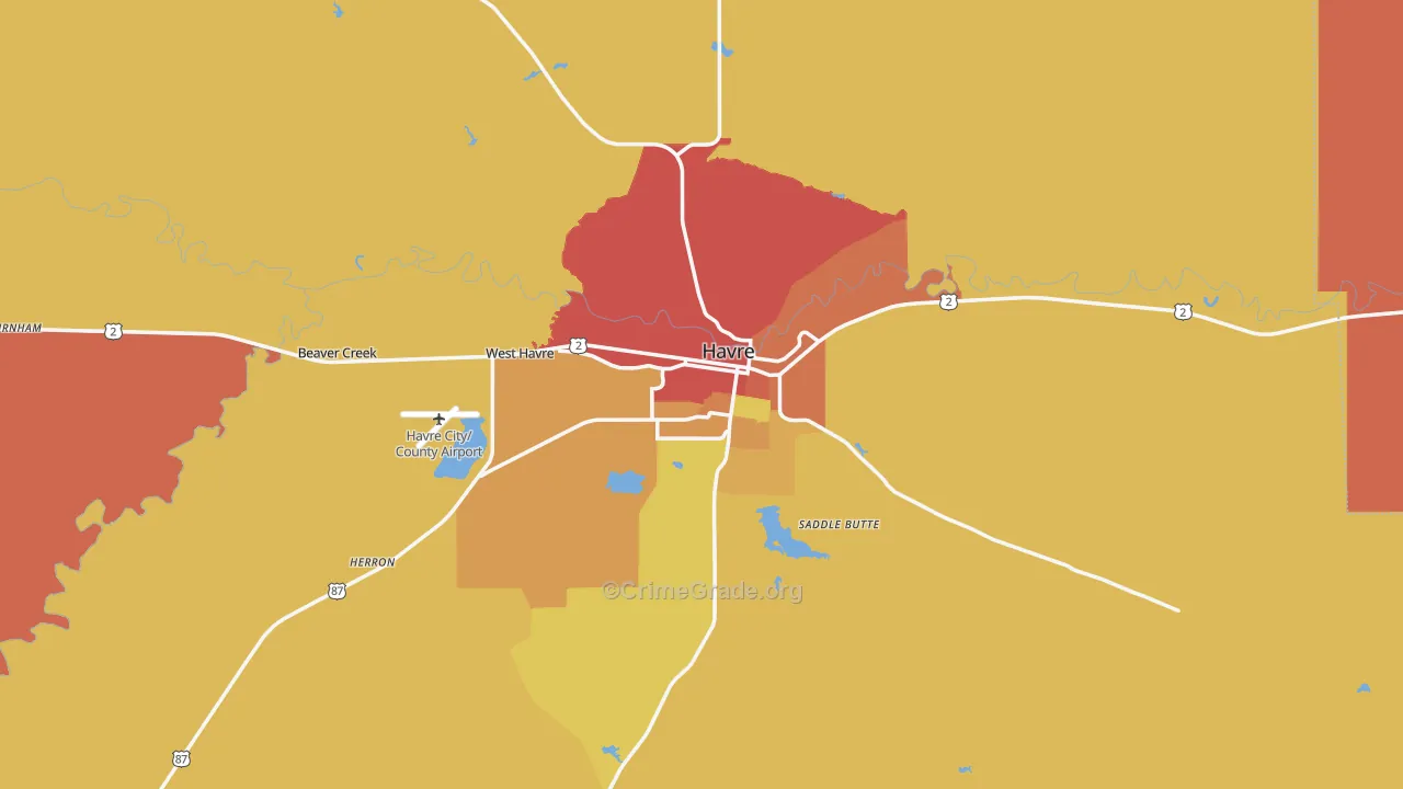 Havre, MT Map of Vandalism Rates