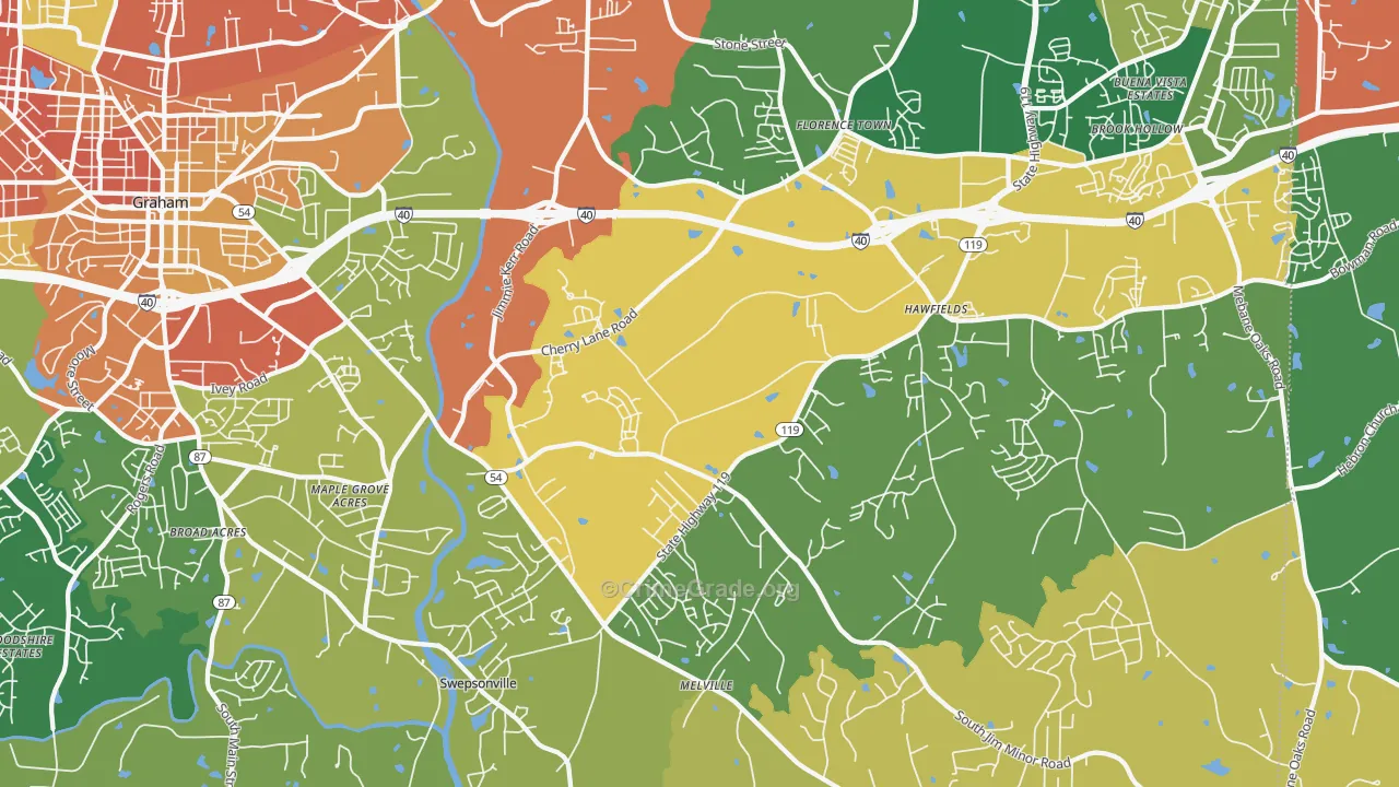 Haw River, NC Map of Vandalism Rates