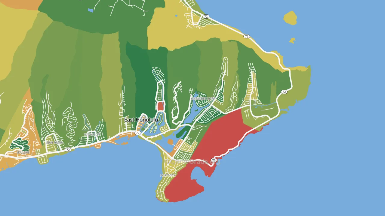 Hawaii Kai, East Honolulu, HI Map of Vandalism Rates