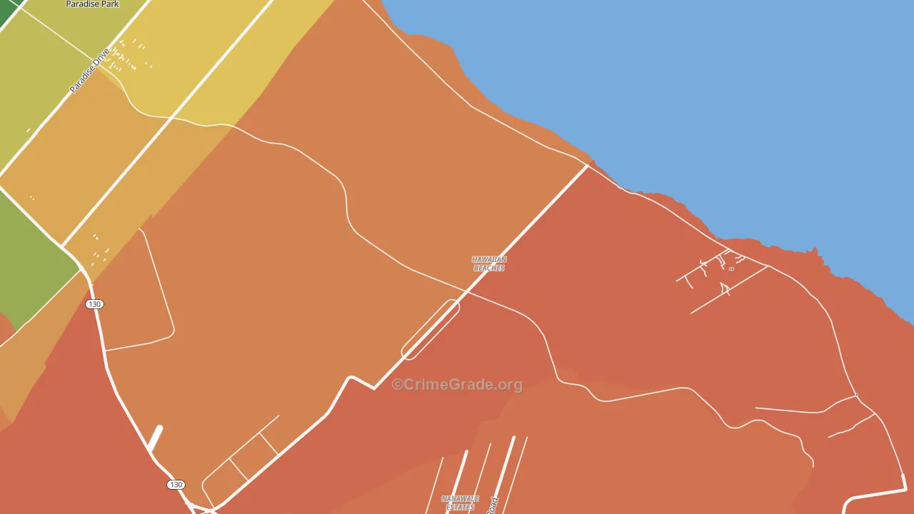 Hawaiian Beaches, HI Map of Vandalism Rates