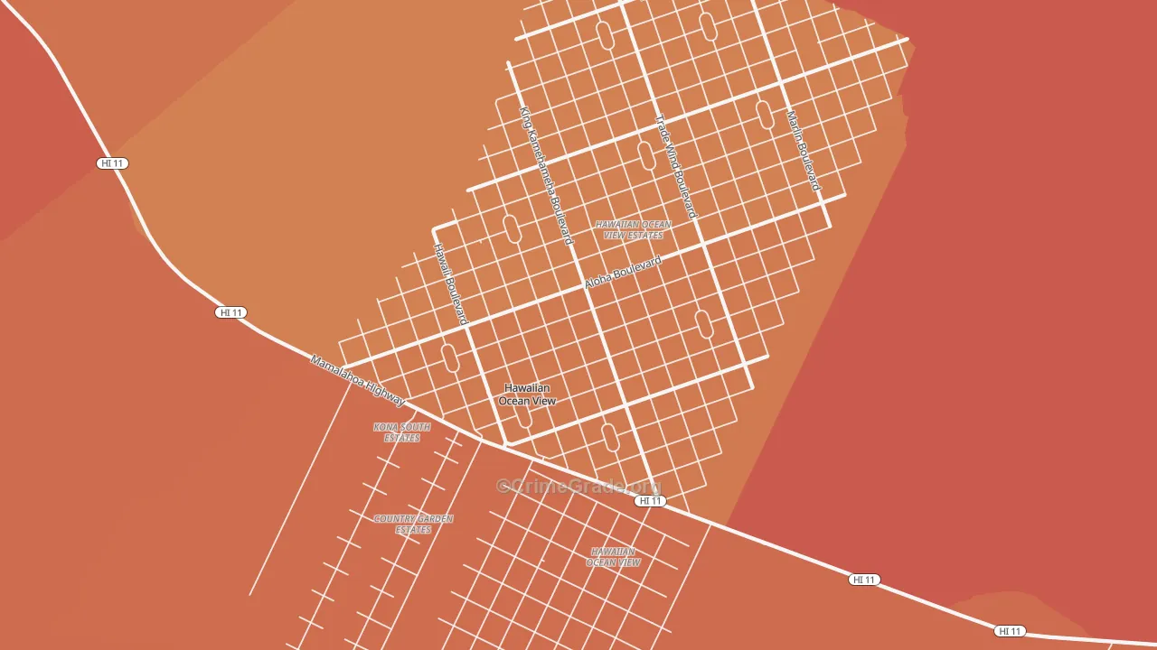 Hawaiian Ocean View, HI Map of Vandalism Rates