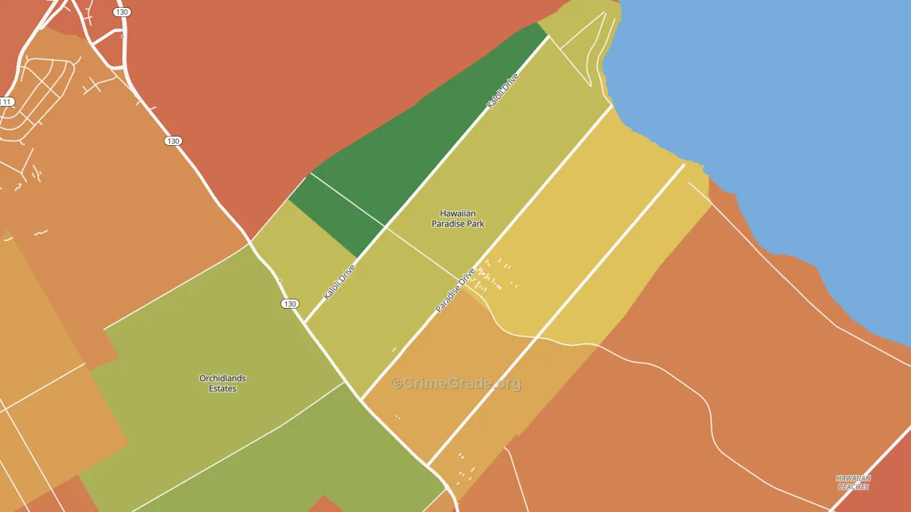 Hawaiian Paradise Park, HI Map of Vandalism Rates