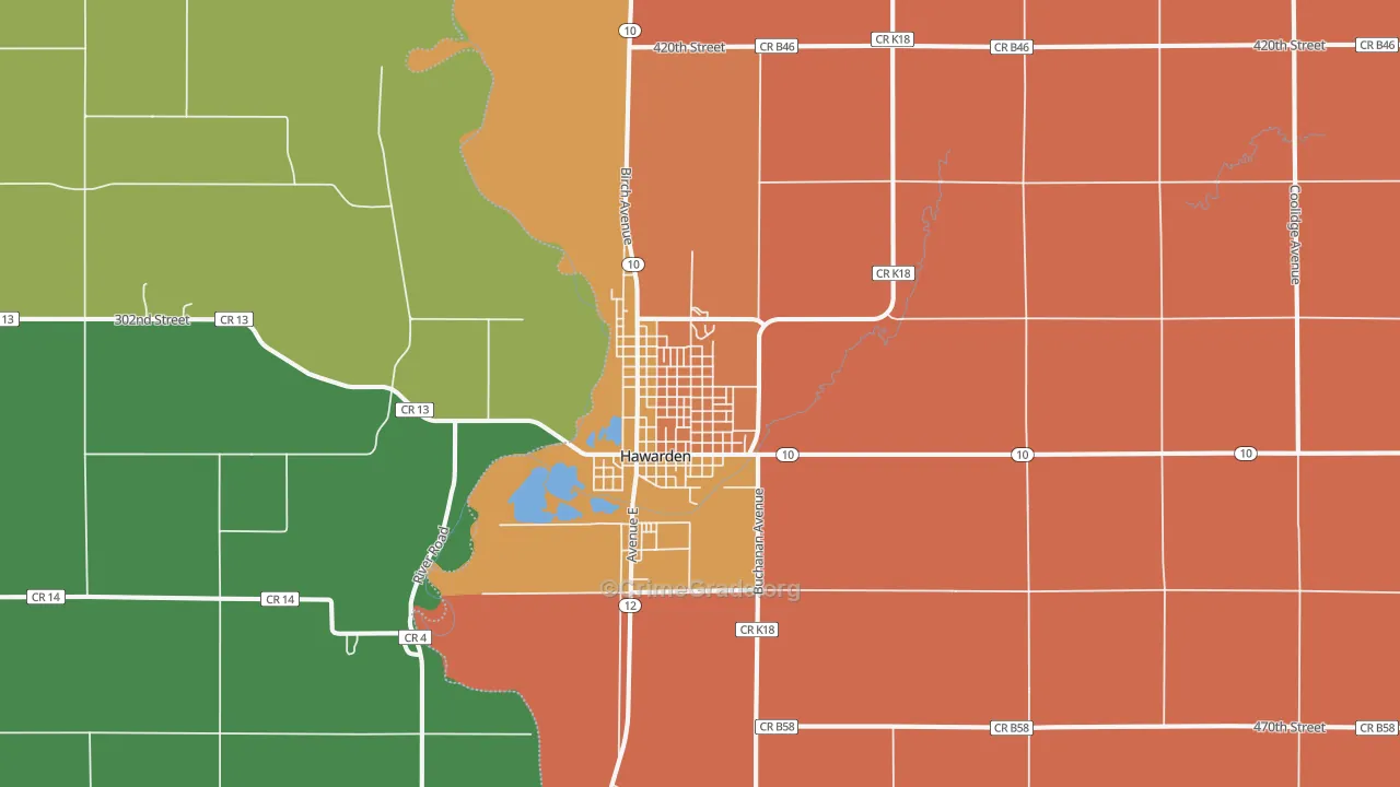 Hawarden, IA Map of Vandalism Rates