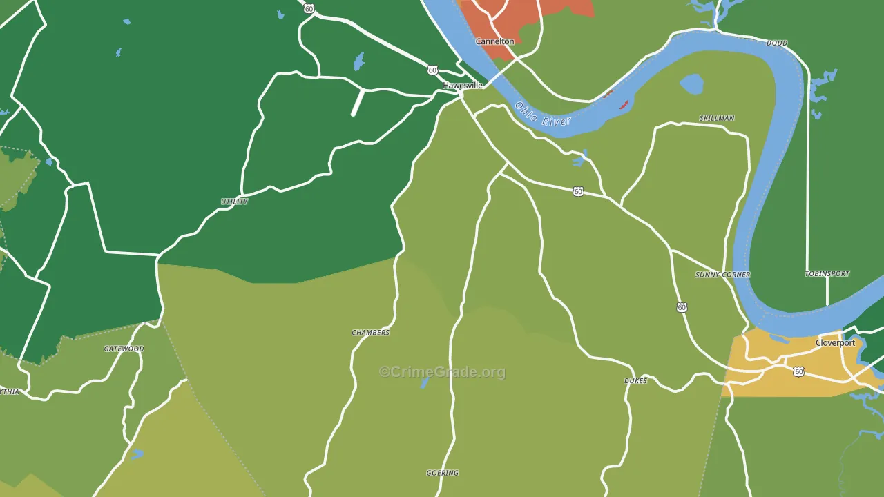 Hawesville, KY Map of Vandalism Rates