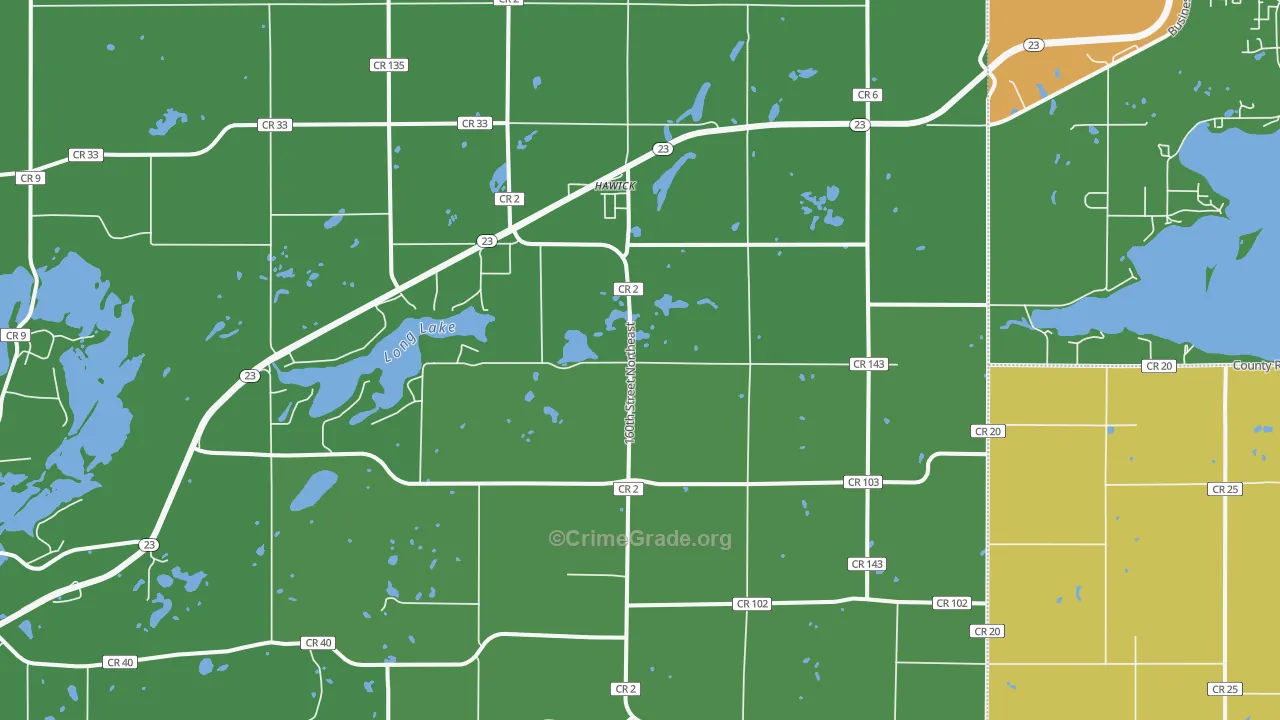 Hawick, MN Map of Vandalism Rates