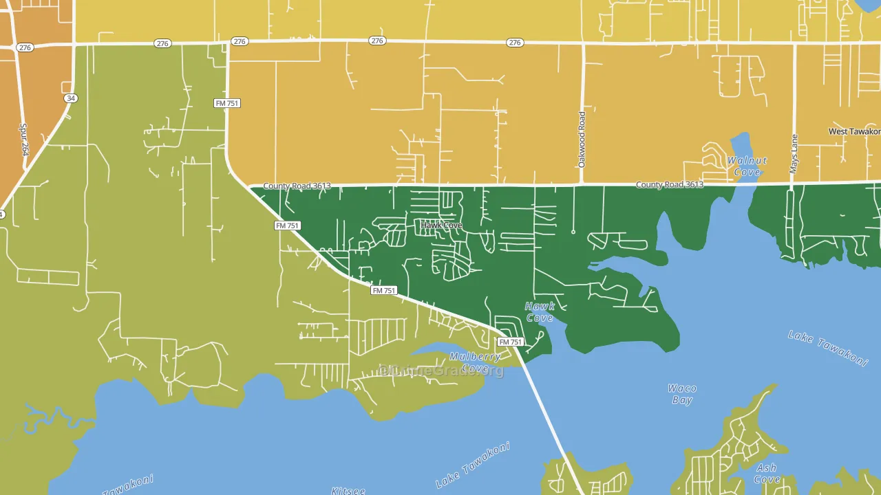 Hawk Cove, TX Map of Vandalism Rates