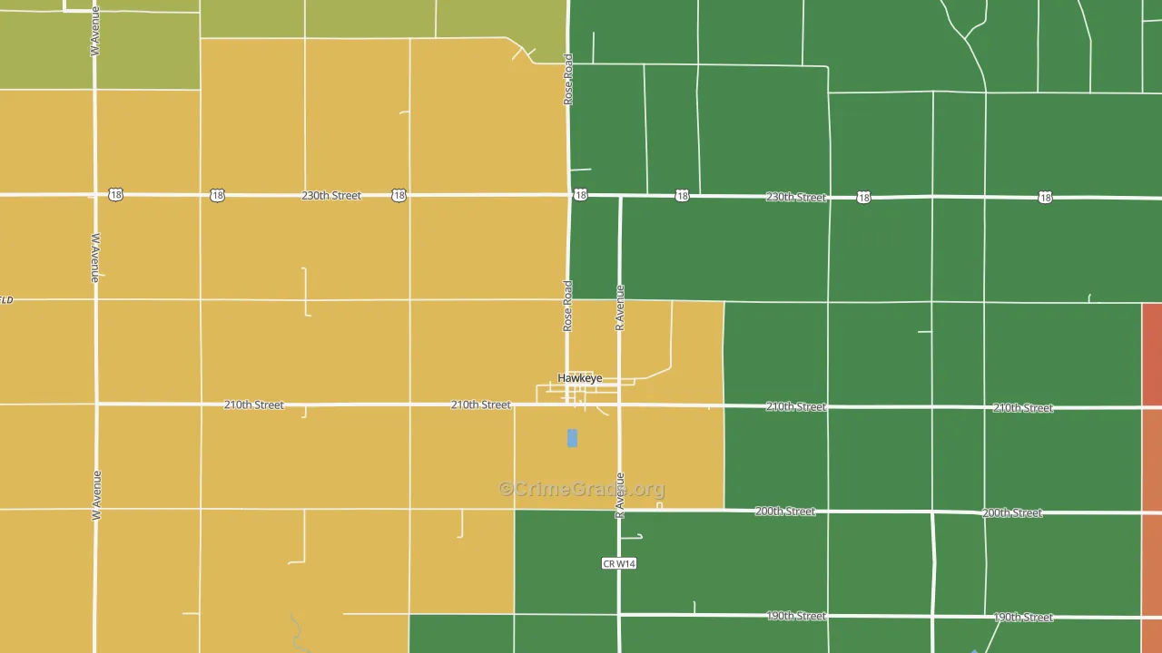 Hawkeye, IA Map of Vandalism Rates