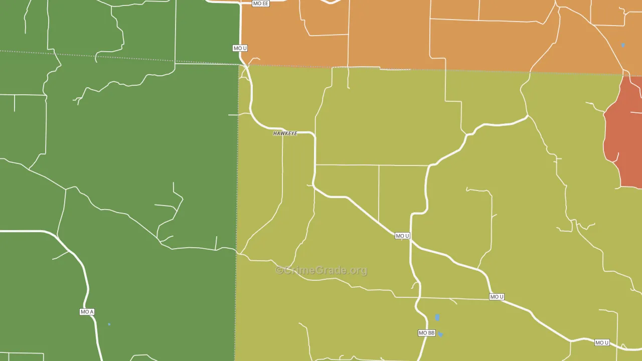Hawkeye, MO Map of Vandalism Rates