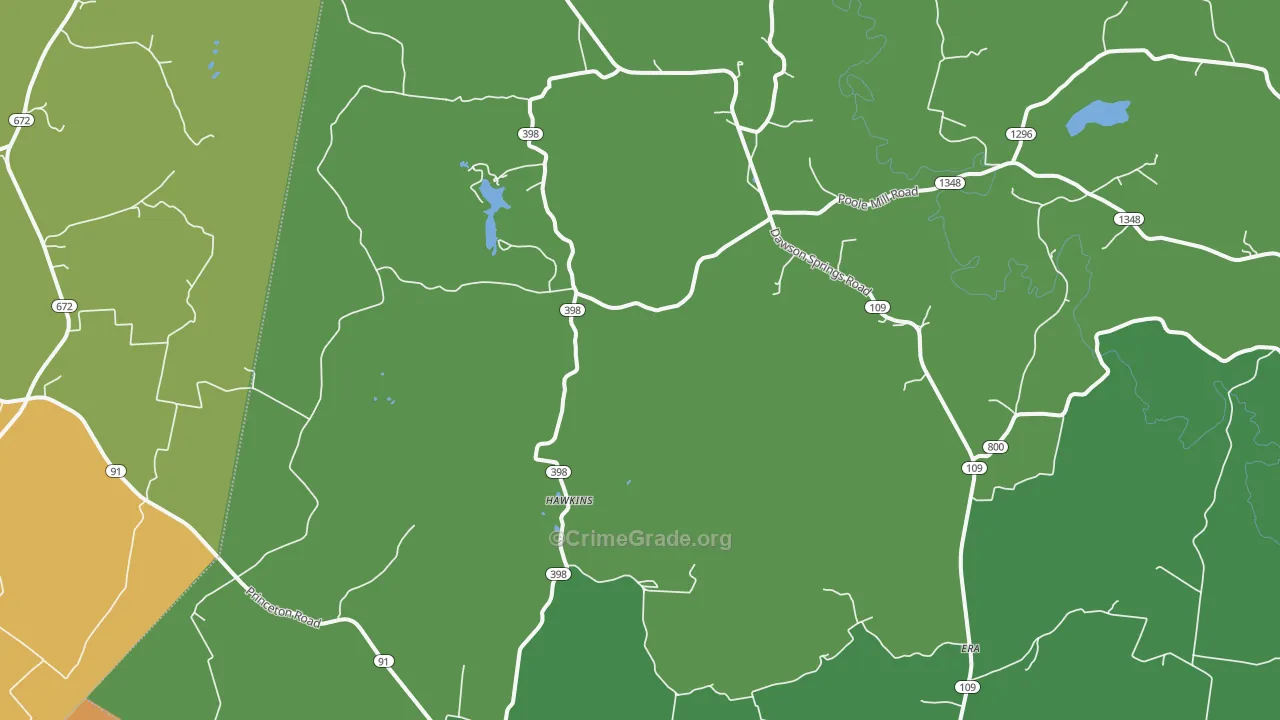 Hawkins, KY Map of Vandalism Rates