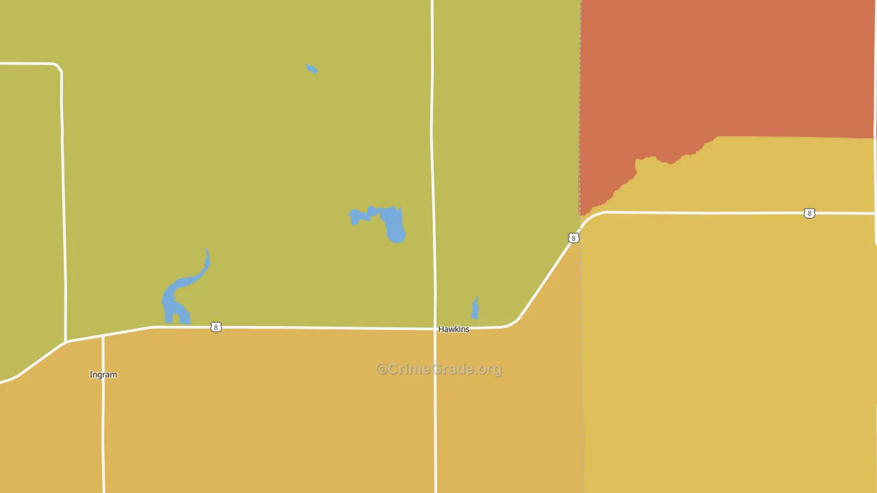 Hawkins, WI Map of Vandalism Rates