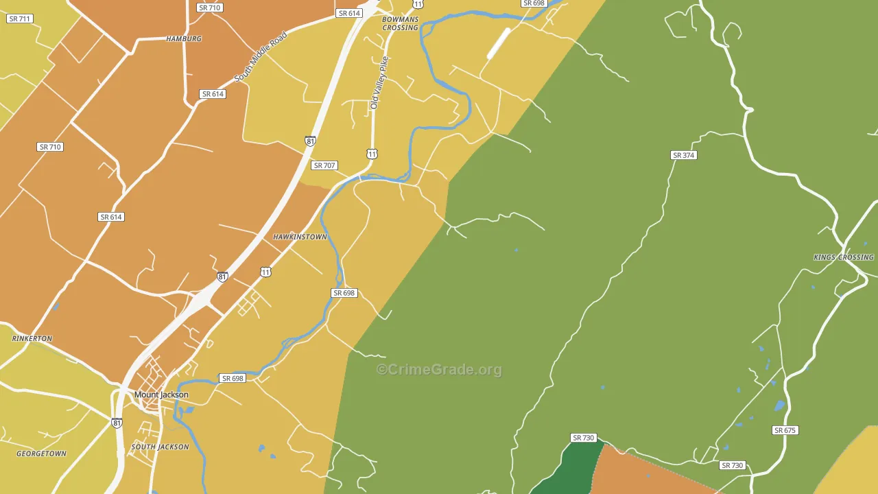 Hawkinstown, VA Map of Vandalism Rates