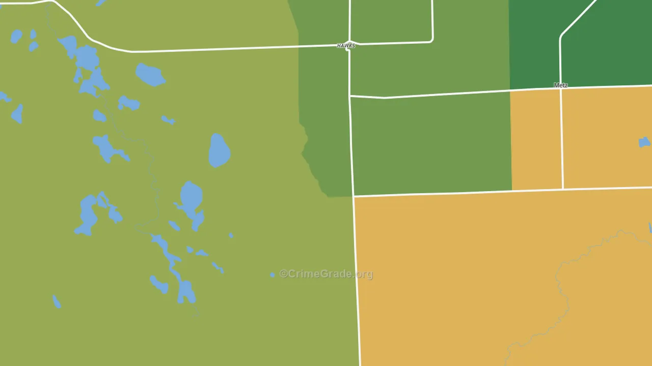 Hawks, MI Map of Vandalism Rates
