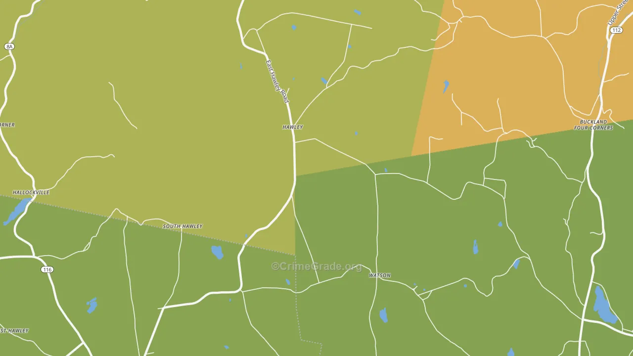 Hawley, MA Map of Vandalism Rates