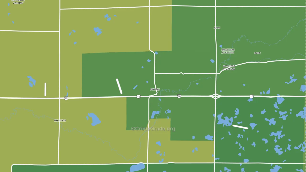 Hawley, MN Map of Vandalism Rates