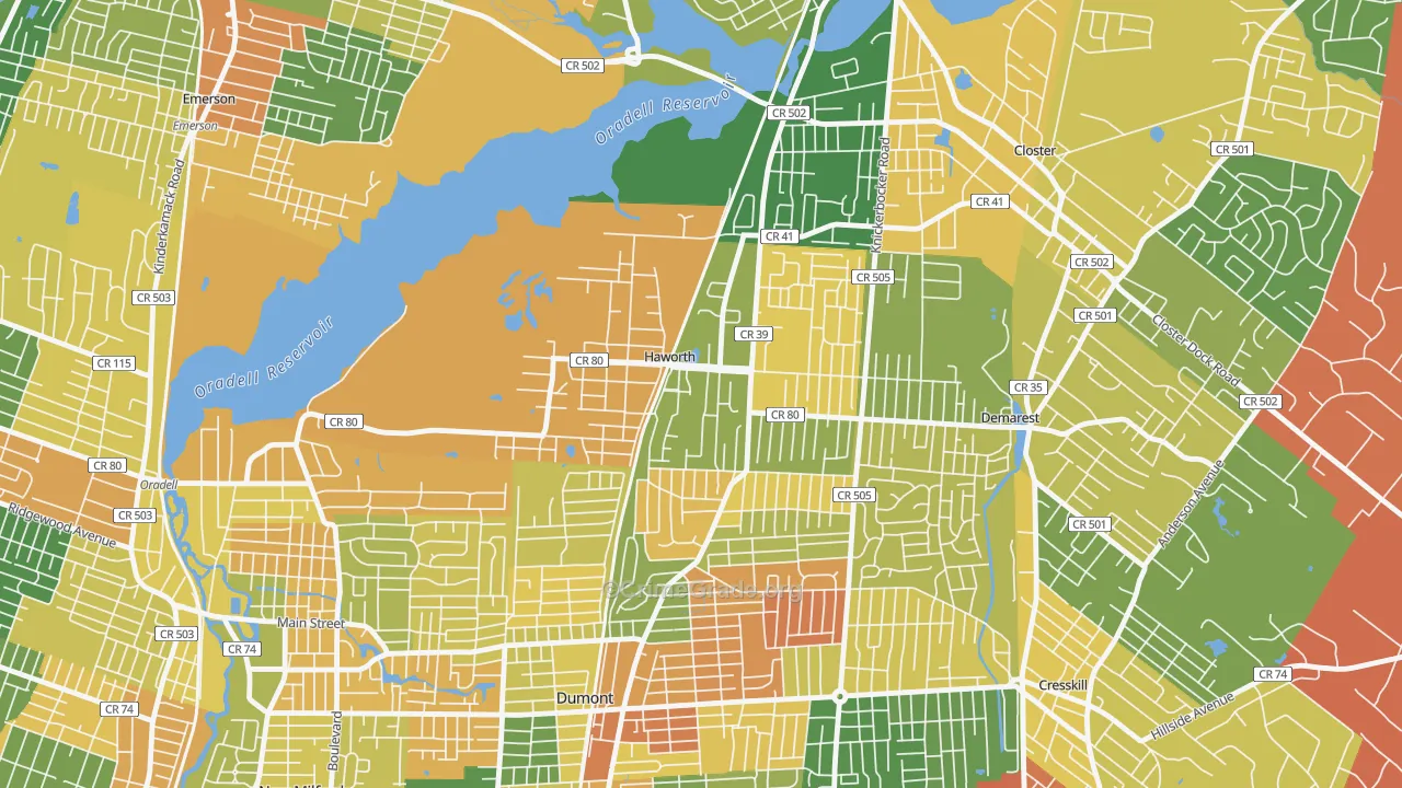 Haworth, NJ Map of Vandalism Rates