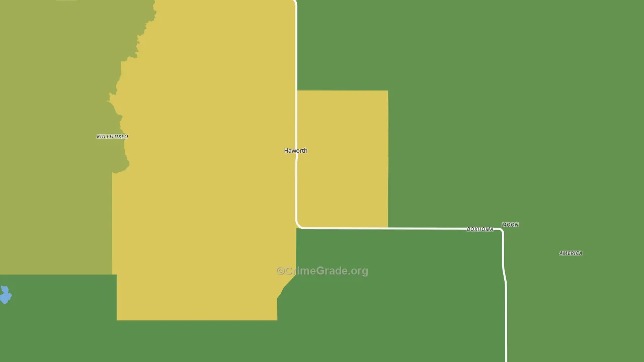 Haworth, OK Map of Vandalism Rates
