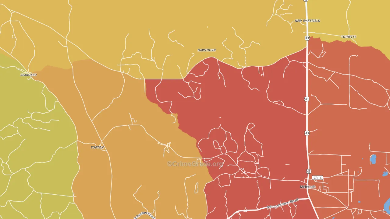 Hawthorn, AL Map of Vandalism Rates