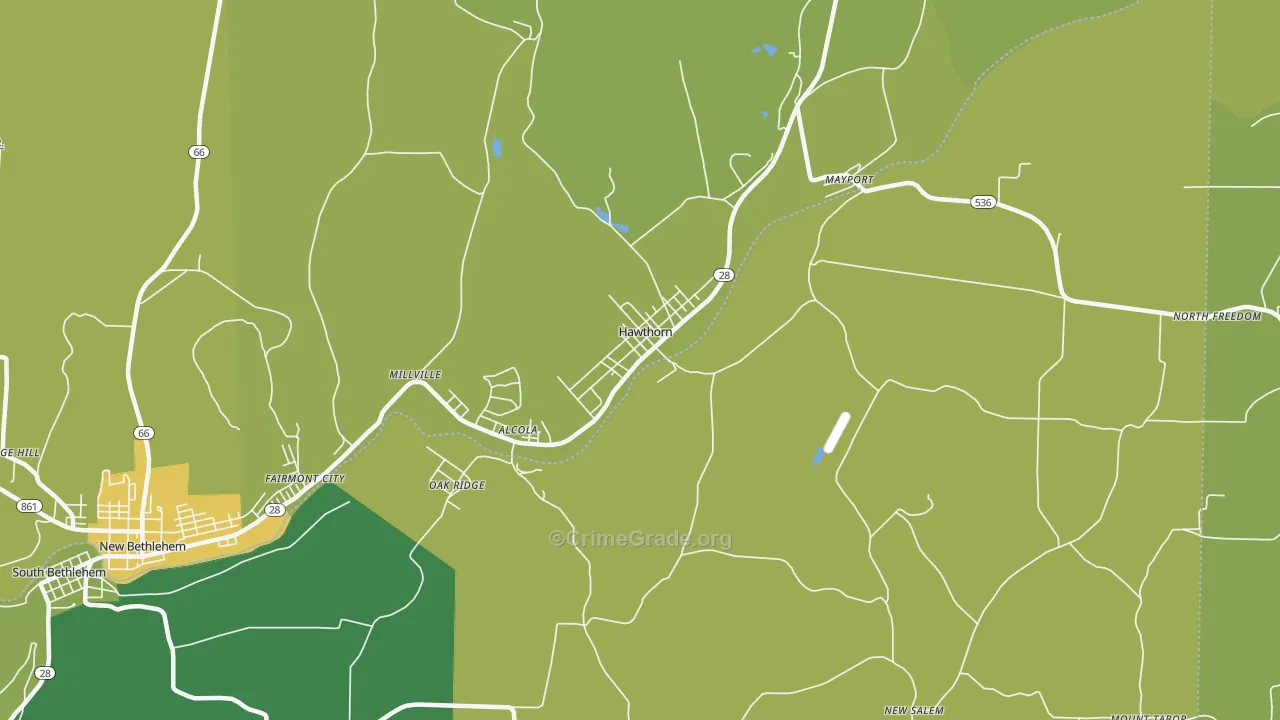Hawthorn, PA Map of Vandalism Rates