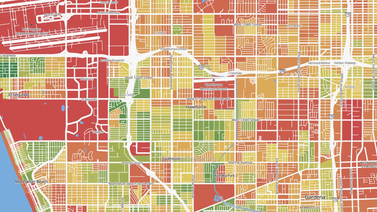Hawthorne, CA Map of Vandalism Rates